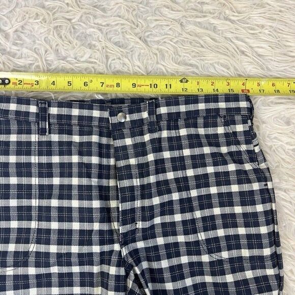 Wrangler Womens Vintage 70s Blue & White Plaid Flared Bootcut Western Pants - Picture 6 of 11